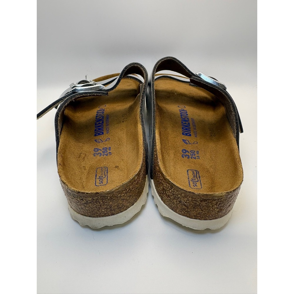 Birkenstock Arizona Metallic Silver Soft Footbed Sandals EU 39 L8 M6 Regular - Picture 7 of 9